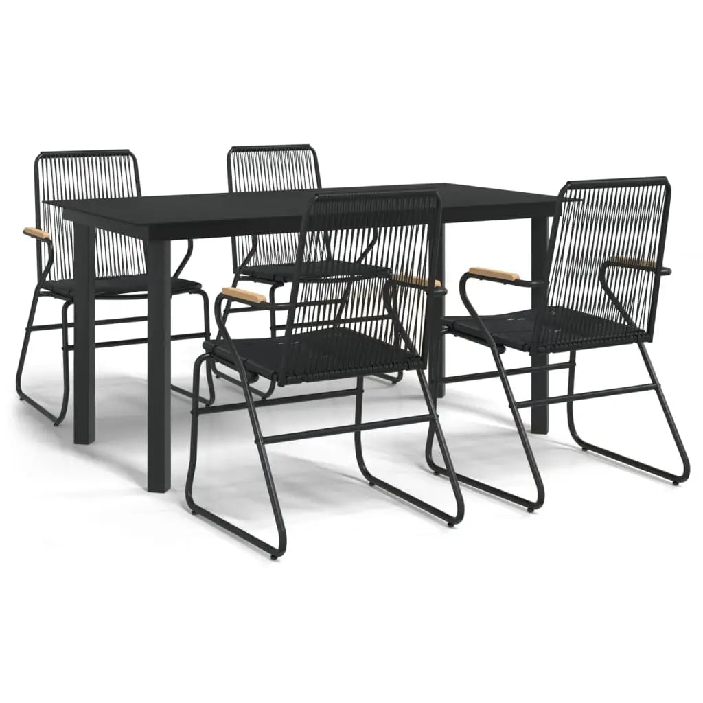 vidaXL 5 Piece Patio Dining Set Black PVC Rattan - Furniture > Outdoor Furniture > Outdoor Seating > Outdoor Chairs