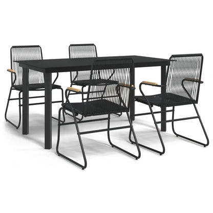 vidaXL 5 Piece Patio Dining Set Black PVC Rattan - Furniture > Outdoor Furniture > Outdoor Seating > Outdoor Chairs