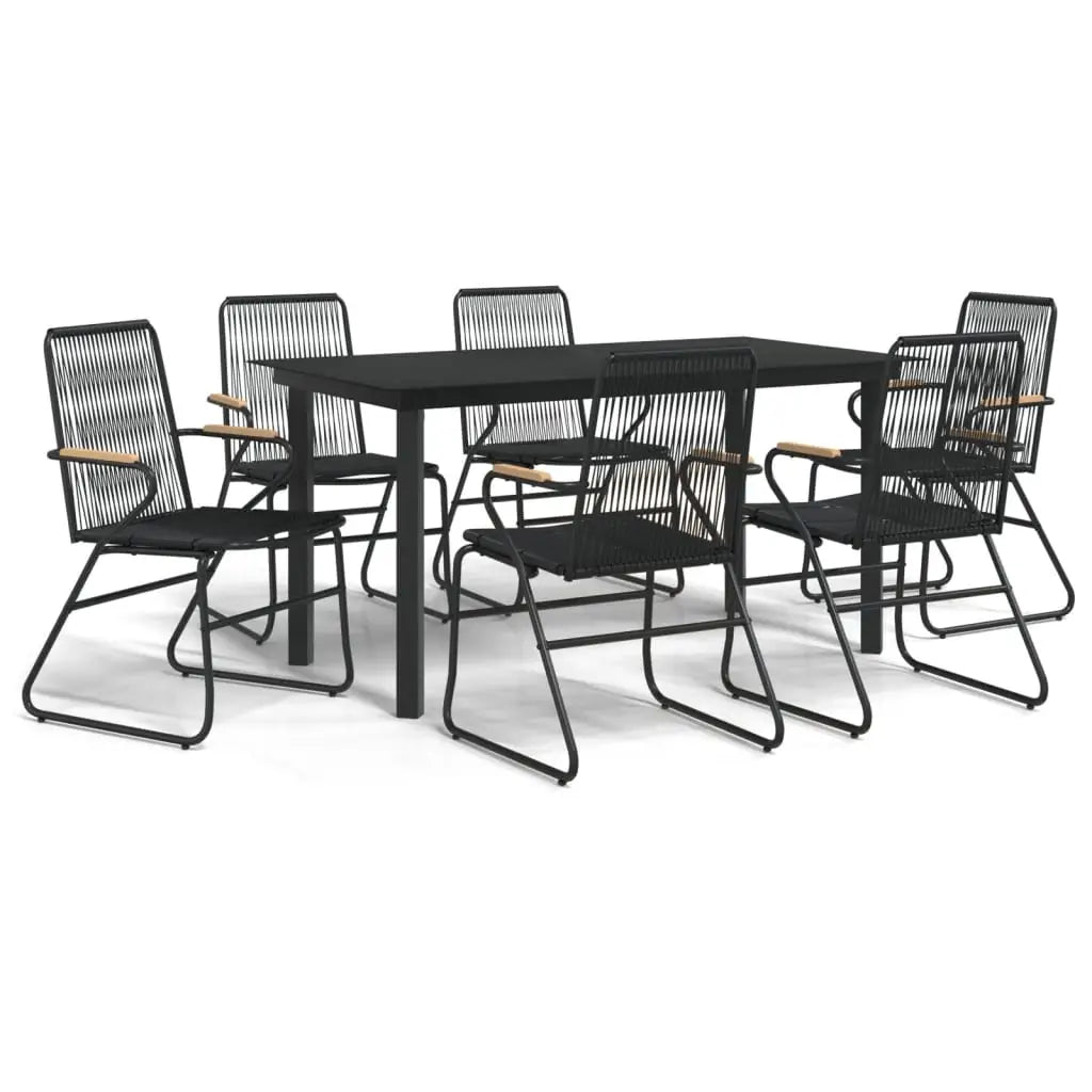 vidaXL 5 Piece Patio Dining Set Black PVC Rattan - Furniture > Outdoor Furniture > Outdoor Seating > Outdoor Chairs