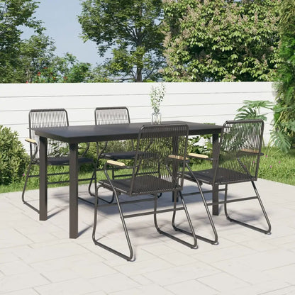 vidaXL 5 Piece Patio Dining Set Black PVC Rattan - 5 pcs - Furniture > Outdoor Furniture > Outdoor Seating > Outdoor
