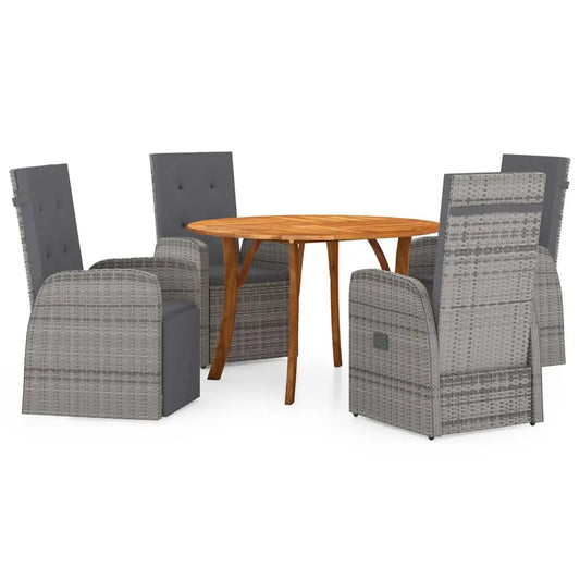vidaXL 5 Piece Patio Dining Set Gray - Dining Set
