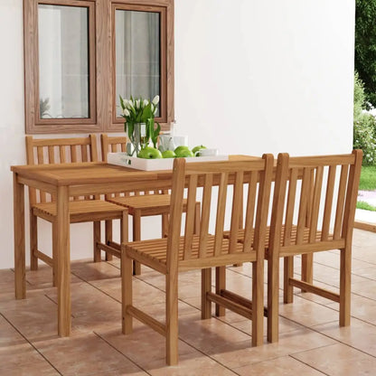 vidaXL 5 Piece Patio Dining Set Solid Teak Wood - Furniture > Outdoor Furniture > Outdoor Furniture Sets