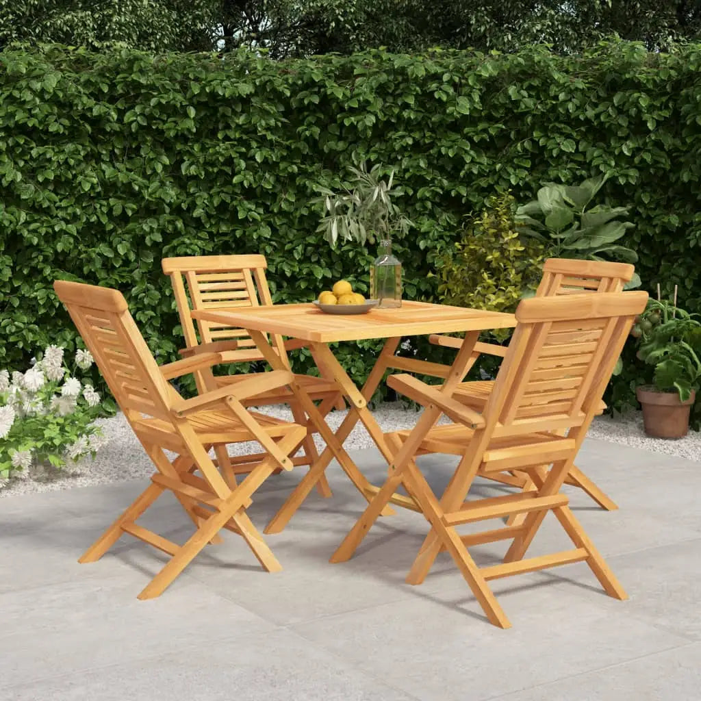 vidaXL 5 Piece Patio Dining Set Solid Wood Teak - Dining Set