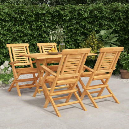 vidaXL 5 Piece Patio Dining Set Solid Wood Teak - Dining Set