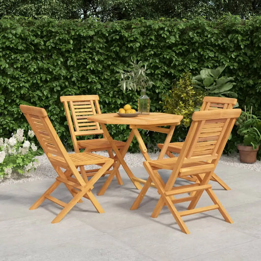 vidaXL 5 Piece Patio Dining Set Solid Wood Teak - Dining Set