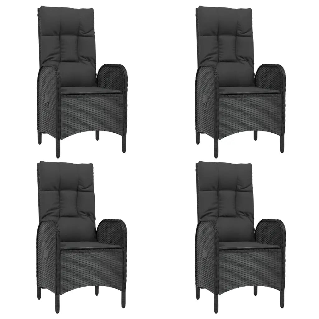 vidaXL 5 Piece Patio Dining Set with Cushions Black Poly Rattan - Outdoor Dining Set