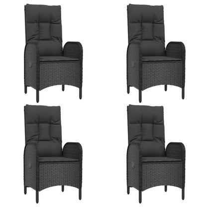 vidaXL 5 Piece Patio Dining Set with Cushions Black Poly Rattan - Outdoor Dining Set