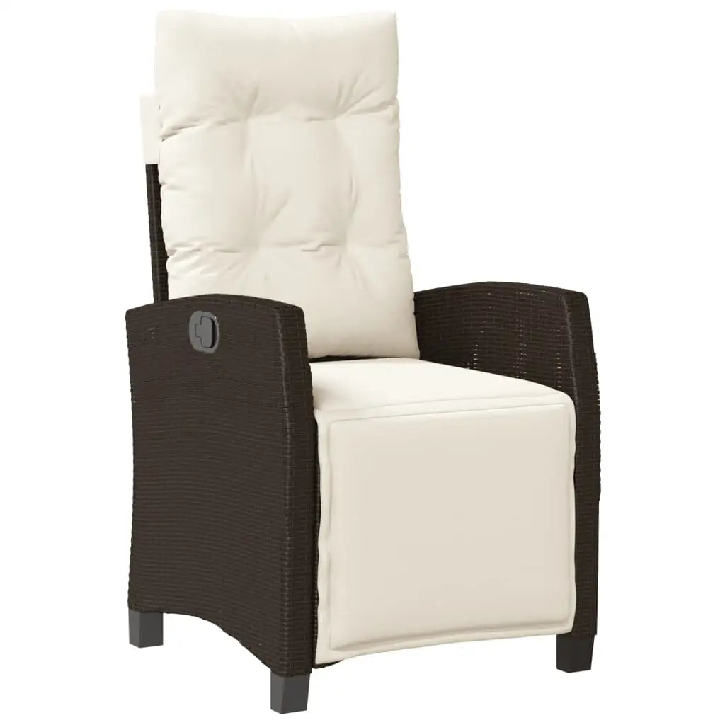 vidaXL 5 Piece Patio Dining Set with Cushions Brown Poly Rattan - Dining Set