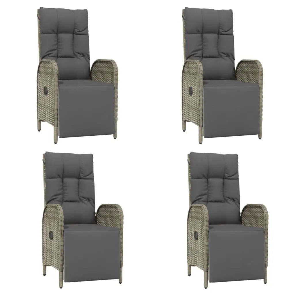 vidaXL 5 Piece Patio Dining Set with Cushions Gray Poly Rattan - Furniture > Outdoor Furniture > Outdoor Furniture Sets