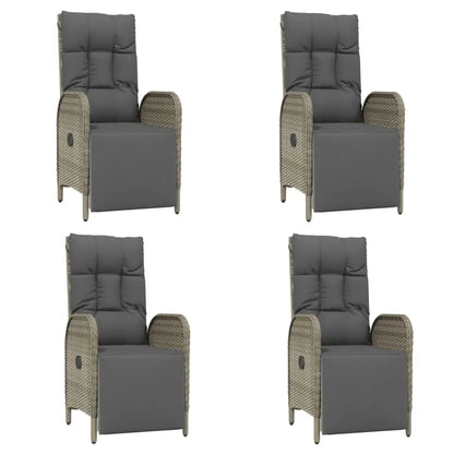 vidaXL 5 Piece Patio Dining Set with Cushions Gray Poly Rattan - Furniture > Outdoor Furniture > Outdoor Furniture Sets