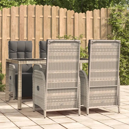 vidaXL 5 Piece Patio Dining Set with Cushions Gray Poly Rattan - Patio Dining Set