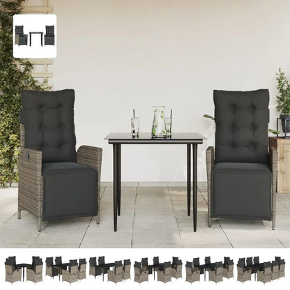 vidaXL 5 Piece Patio Dining Set with Cushions Gray Poly Rattan - Dining Set