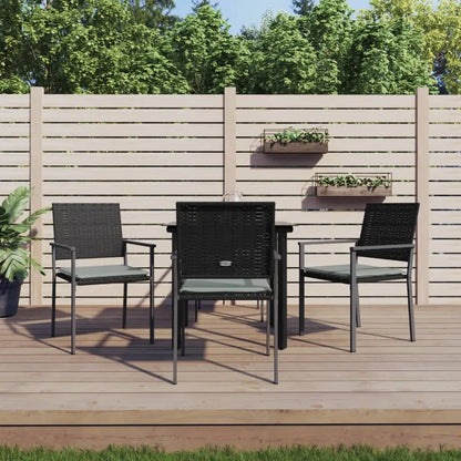 vidaXL 5 Piece Patio Dining Set with Cushions Poly Rattan and Steel - Furniture > Outdoor Furniture > Outdoor Furniture