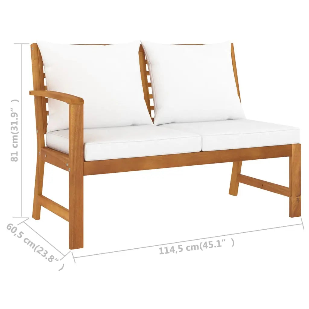 vidaXL 5 Piece Patio Lounge Set with Cushion Cream Solid Acacia Wood - Patio Lounge Set