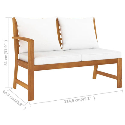 vidaXL 5 Piece Patio Lounge Set with Cushion Cream Solid Acacia Wood - Patio Lounge Set