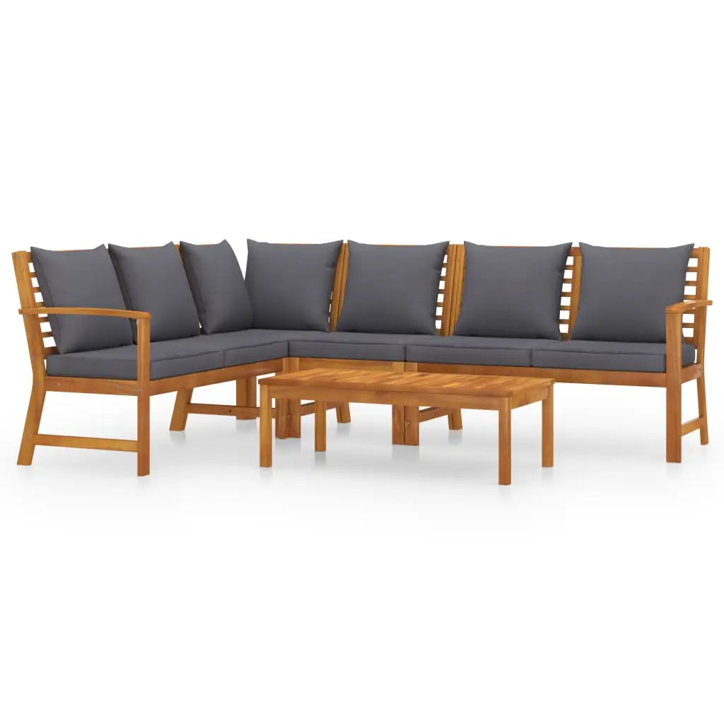 vidaXL 5 Piece Patio Lounge Set with Cushion Solid Acacia Wood - Patio Lounge Set