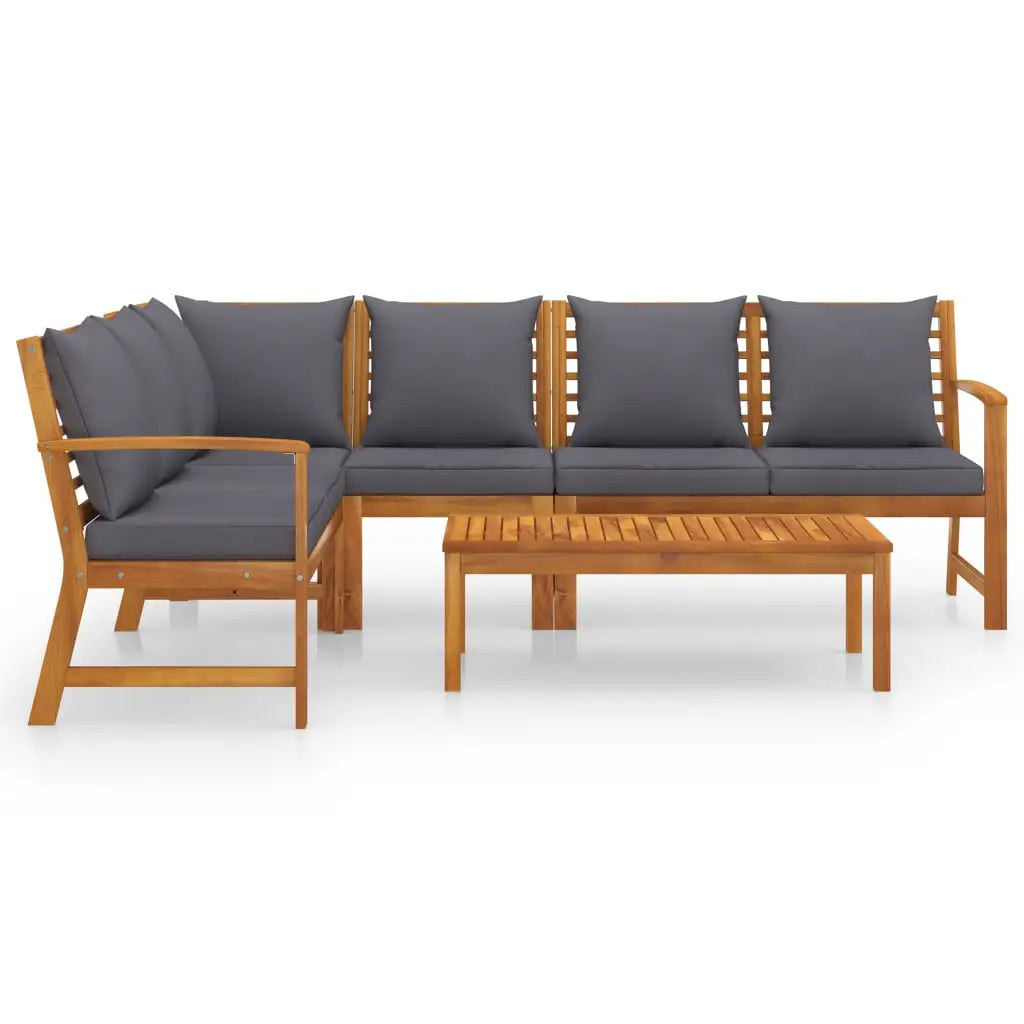 vidaXL 5 Piece Patio Lounge Set with Cushion Solid Acacia Wood - Patio Lounge Set