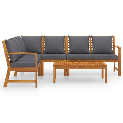vidaXL 5 Piece Patio Lounge Set with Cushion Solid Acacia Wood - Patio Lounge Set