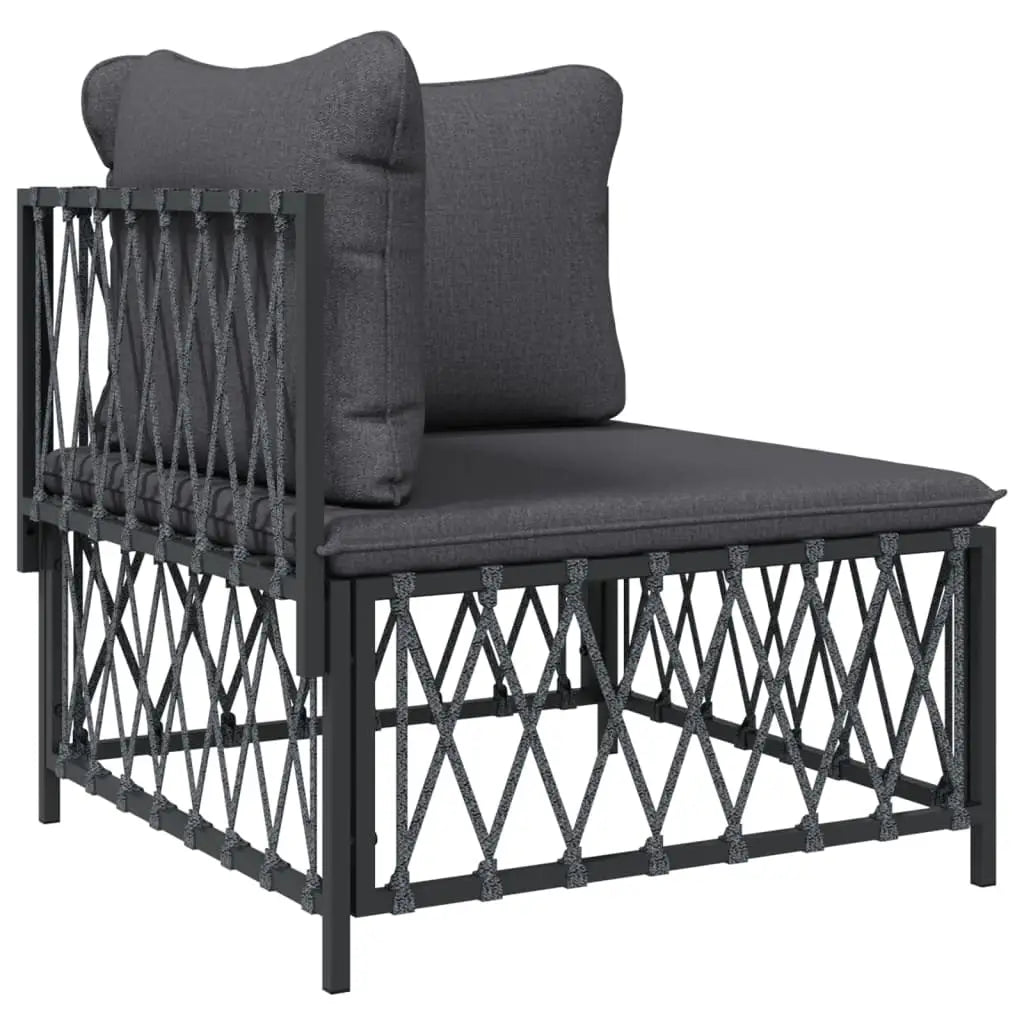 vidaXL 5 Piece Patio Lounge Set with Cushions Anthracite Steel - Furniture > Outdoor Furniture > Outdoor Furniture Sets