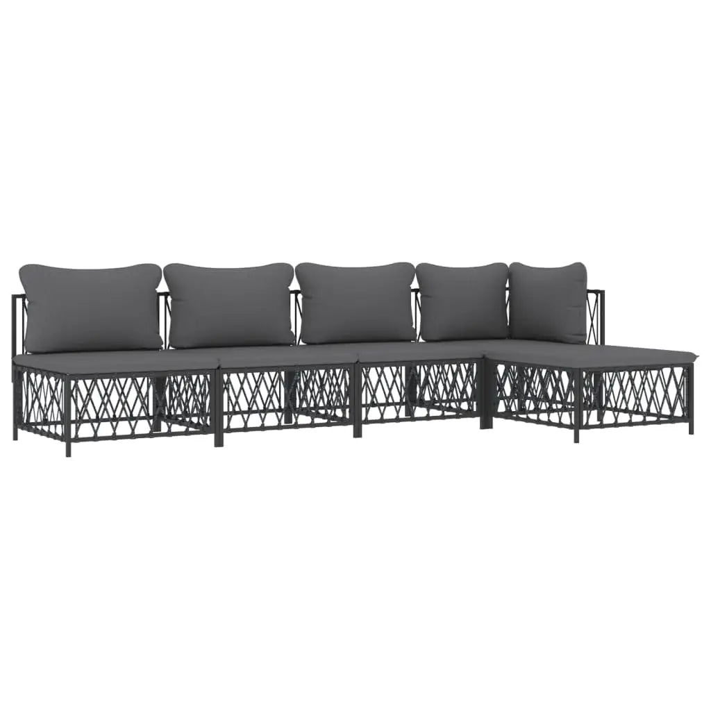 vidaXL 5 Piece Patio Lounge Set with Cushions Anthracite Steel - Furniture > Outdoor Furniture > Outdoor Furniture Sets
