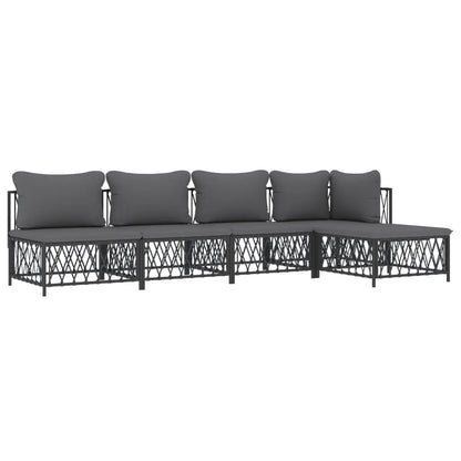 vidaXL 5 Piece Patio Lounge Set with Cushions Anthracite Steel - Furniture > Outdoor Furniture > Outdoor Furniture Sets