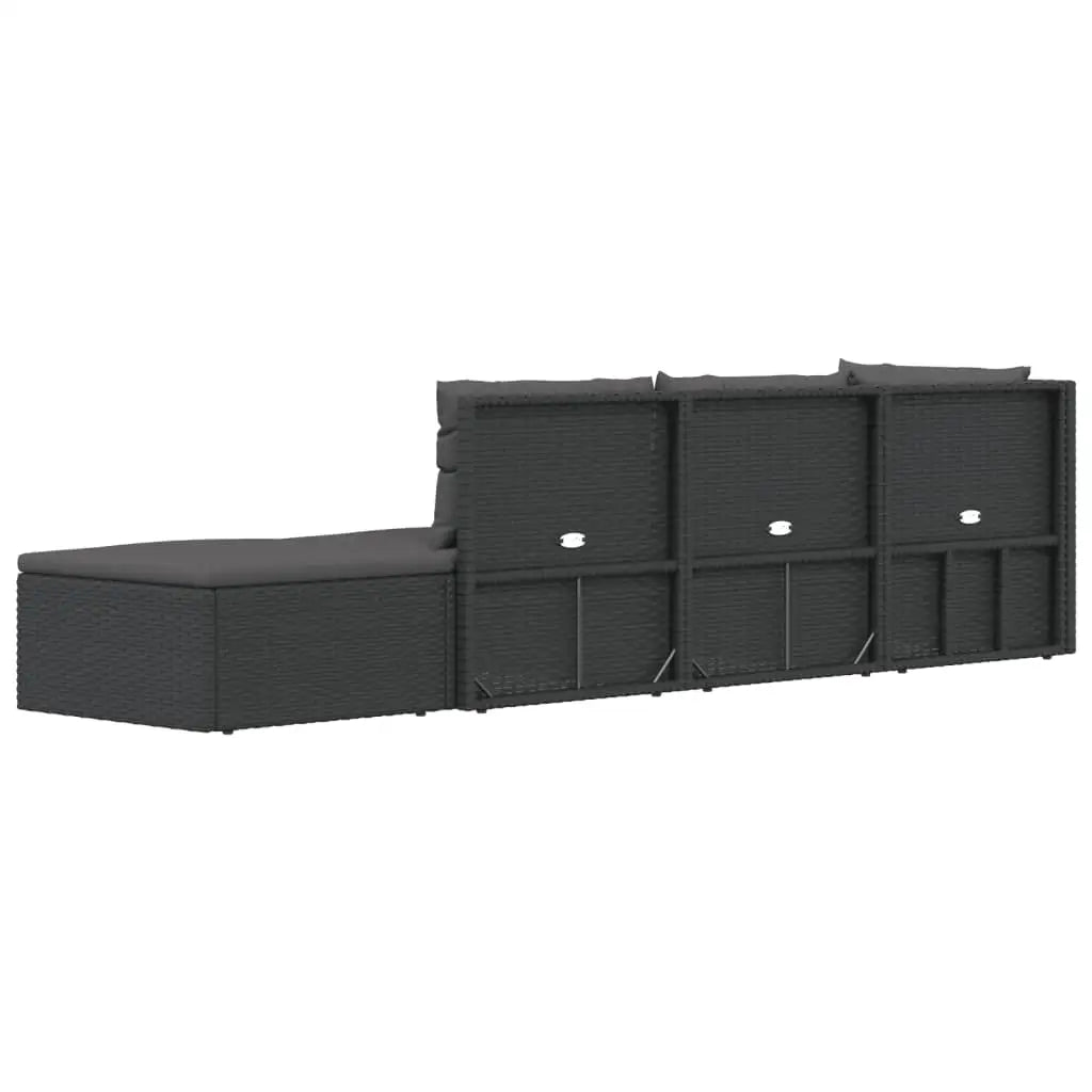 vidaXL 5 Piece Patio Lounge Set with Cushions Black Poly Rattan - Outdoor Furniture Set