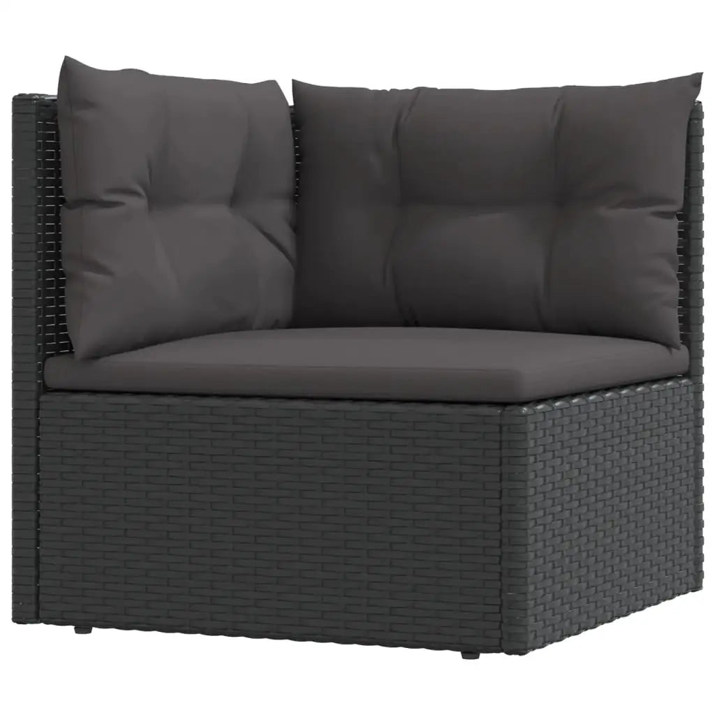 vidaXL 5 Piece Patio Lounge Set with Cushions Black Poly Rattan - Furniture > Outdoor Furniture > Outdoor Furniture Sets