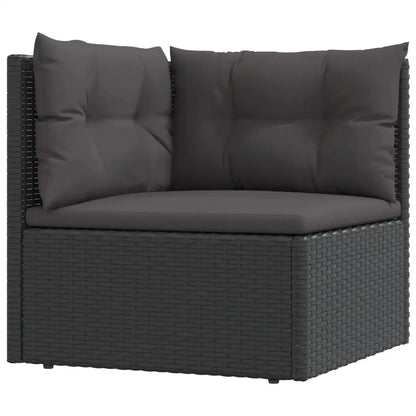 vidaXL 5 Piece Patio Lounge Set with Cushions Black Poly Rattan - Furniture > Outdoor Furniture > Outdoor Furniture Sets