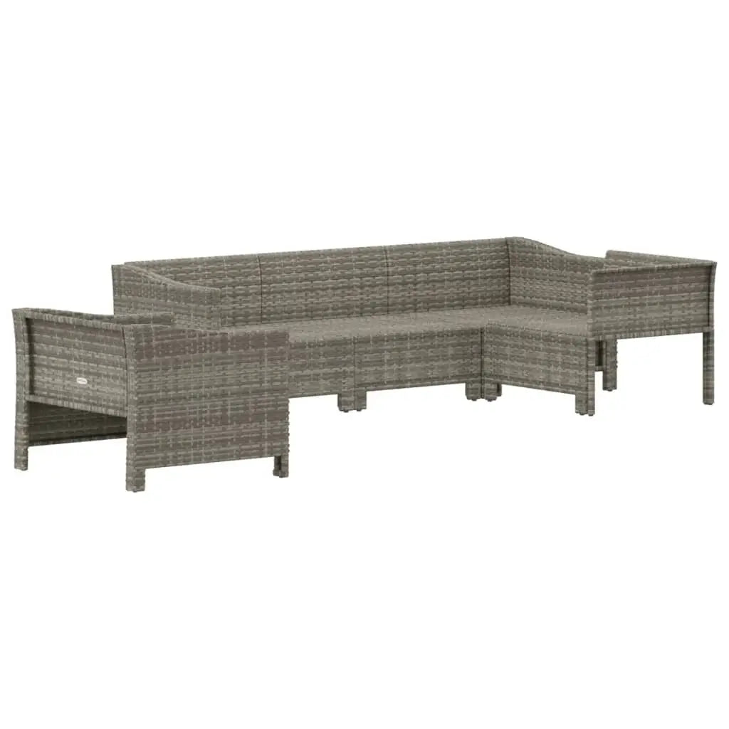 vidaXL 5 Piece Patio Lounge Set with Cushions Gray Poly Rattan - Outdoor Furniture Set