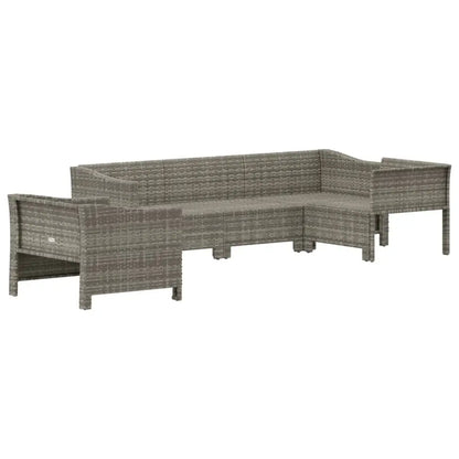 vidaXL 5 Piece Patio Lounge Set with Cushions Gray Poly Rattan - Outdoor Furniture Set