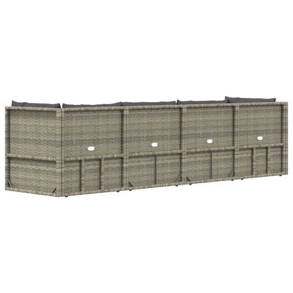 vidaXL 5 Piece Patio Lounge Set with Cushions Gray Poly Rattan - Outdoor Furniture Set