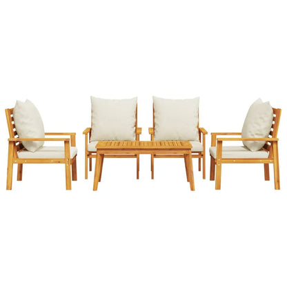 vidaXL 5 Piece Patio Lounge Set with Cushions Solid Wood Acacia - Patio Lounge Set