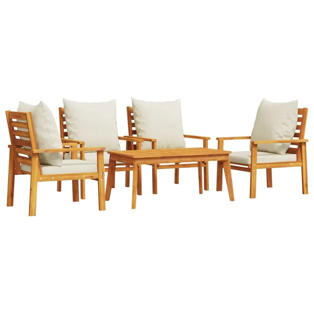 vidaXL 5 Piece Patio Lounge Set with Cushions Solid Wood Acacia - Patio Lounge Set