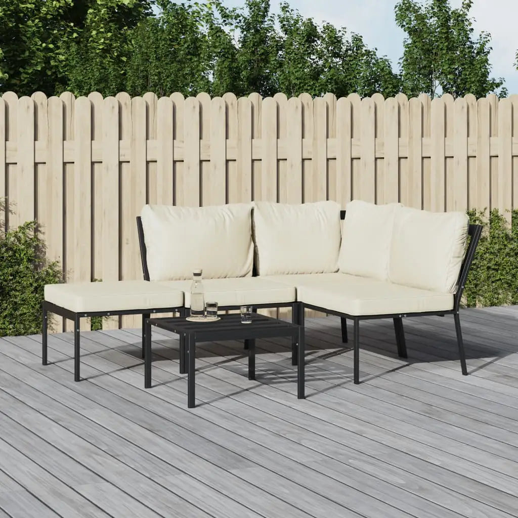vidaXL 5 Piece Patio Lounge Set with Sand Cushions Steel - Furniture > Outdoor Furniture > Outdoor Furniture Sets
