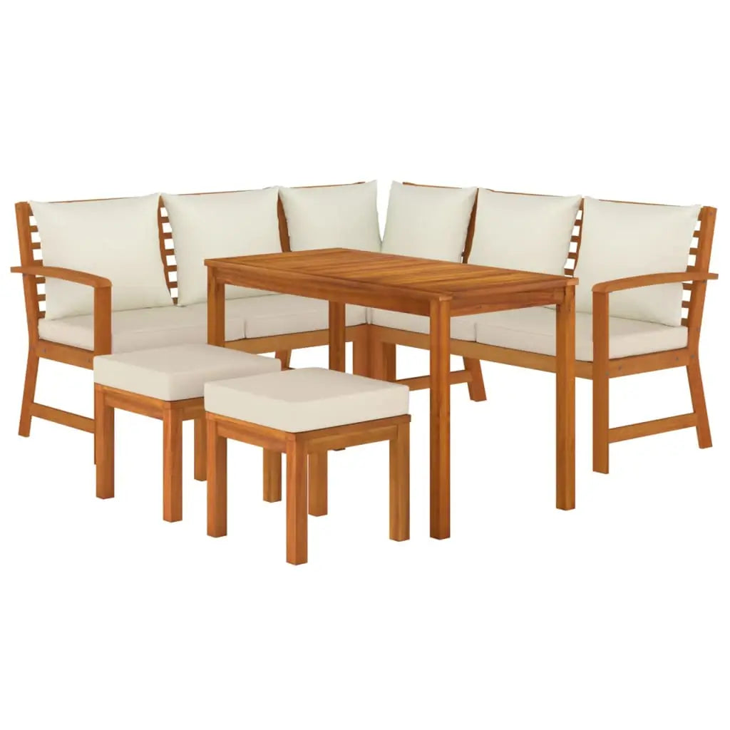 vidaXL 6 Piece Patio Dining Set with Cushions Solid Wood Acacia - Dining Set