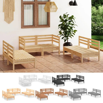 vidaXL 6 Piece Patio Lounge Set Black Solid Pinewood - Patio Lounge Set