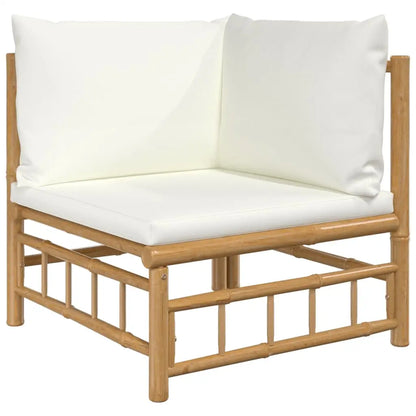 vidaXL 6 Piece Patio Lounge Set with Cream White Cushions Bamboo - Outdoor Furniture Set