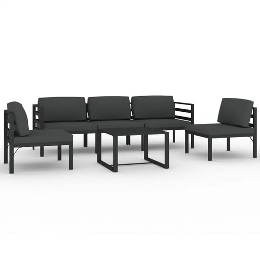 vidaXL 6 Piece Patio Lounge Set with Cushions Aluminum Anthracite - Lounge Set