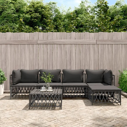 vidaXL 6 Piece Patio Lounge Set with Cushions Anthracite Steel - Outdoor Lounge Set