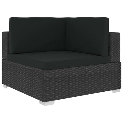 vidaXL 6 Piece Patio Lounge Set with Cushions Poly Rattan Black - Outdoor Lounge Set