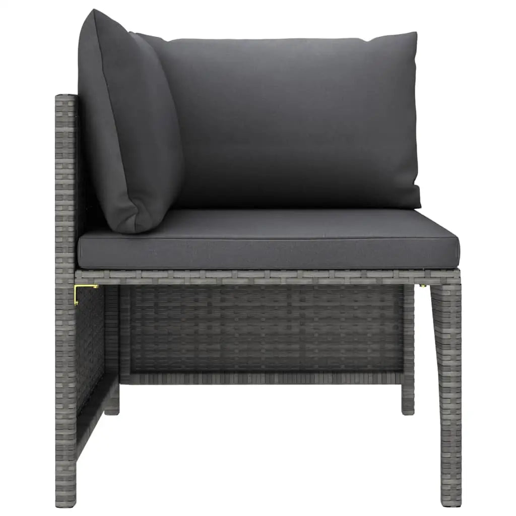 vidaXL 6 Piece Patio Lounge Set with Cushions Poly Rattan Gray - Lounge Set