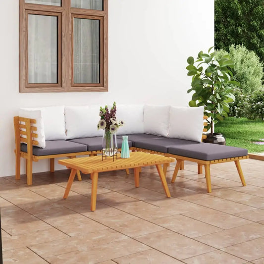 vidaXL 6 Piece Patio Lounge Set with Cushions Solid Acacia Wood - Patio Lounge Set