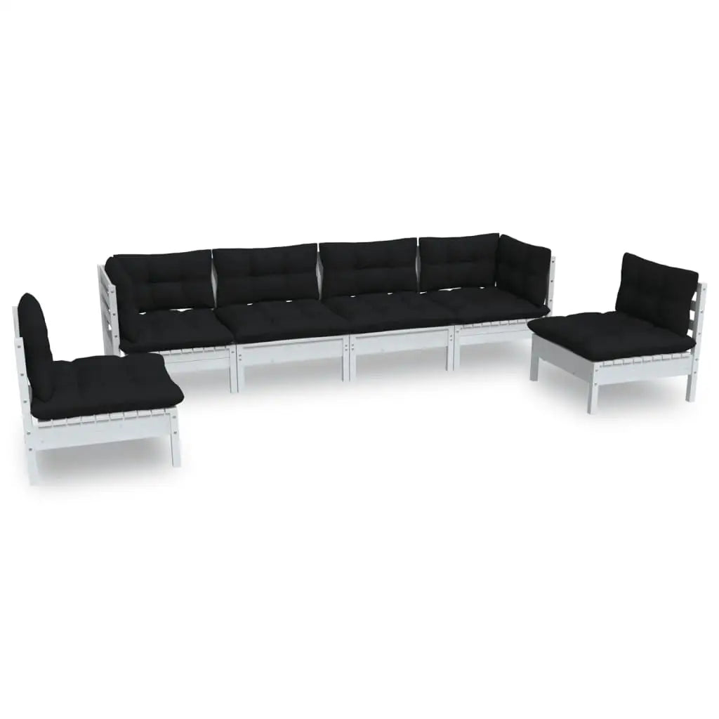 vidaXL 6 Piece Patio Lounge Set with Cushions Solid Pinewood - Lounge Set