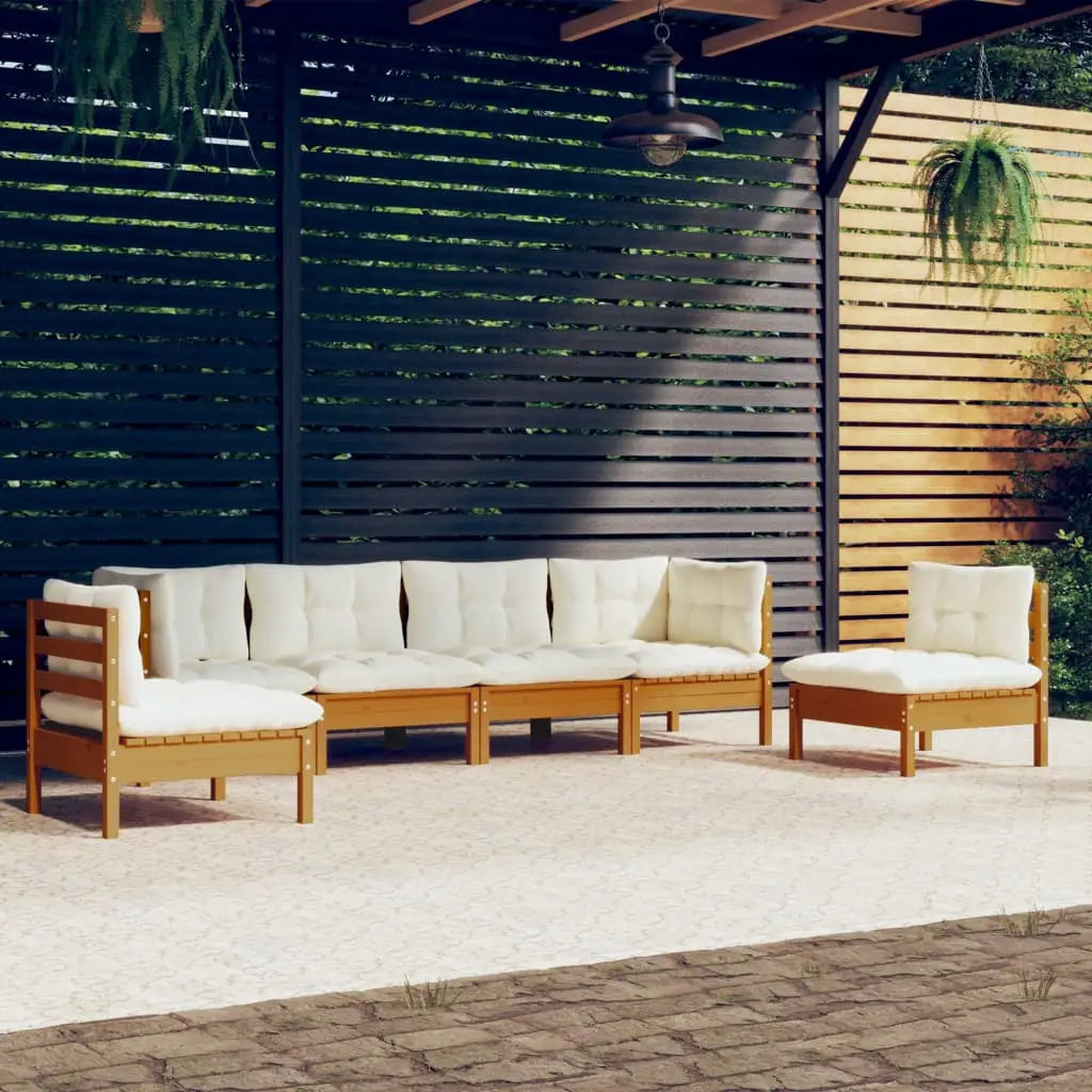 vidaXL 6 Piece Patio Lounge Set with Cushions Solid Pinewood - Lounge Set