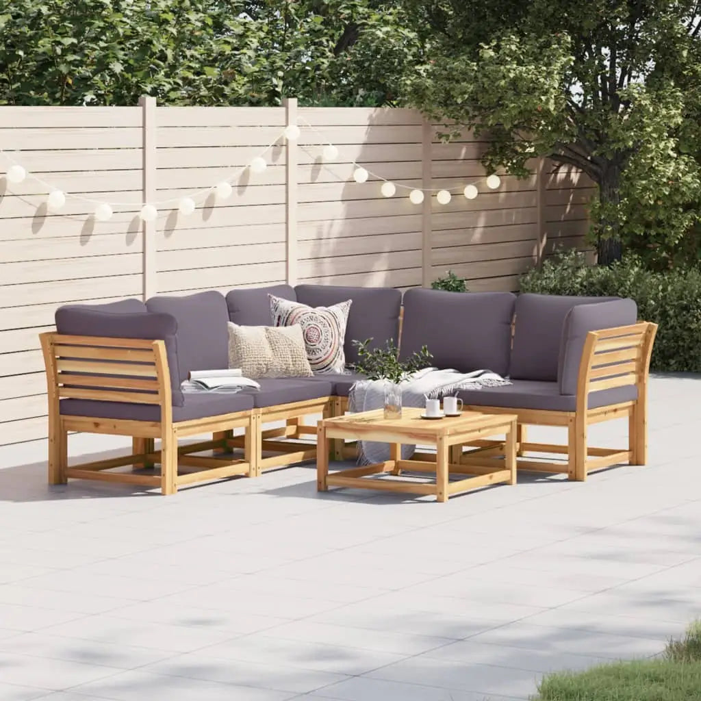 vidaXL 6 Piece Patio Lounge Set with Cushions Solid Wood Acacia - Outdoor Lounge Set