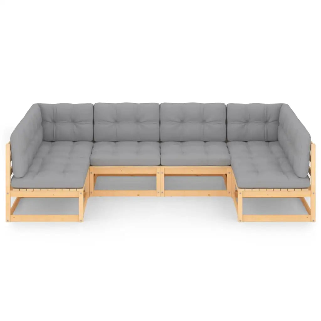 vidaXL 6 Piece Patio Lounge Set with Cushions Solid Wood Pine - Outdoor Lounge Set