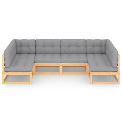 vidaXL 6 Piece Patio Lounge Set with Cushions Solid Wood Pine - Outdoor Lounge Set