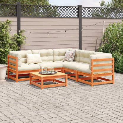 vidaXL 6 Piece Patio Sofa Set Wax Brown Solid Wood Pine - Outdoor Sofa Set