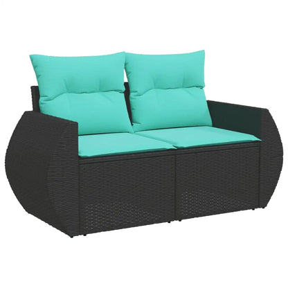 vidaXL 6 Piece Patio Sofa Set with Cushions Black Poly Rattan - Furniture > Outdoor Furniture > Outdoor Furniture Sets