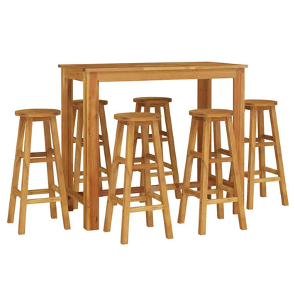 vidaXL 7 Piece Patio Bar Set Solid Wood Acacia - Patio Bar Set